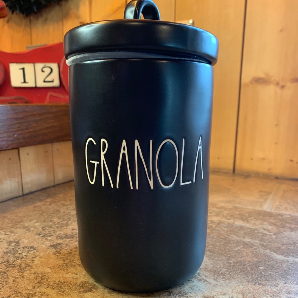 Rae Dunn Black Granola Canister